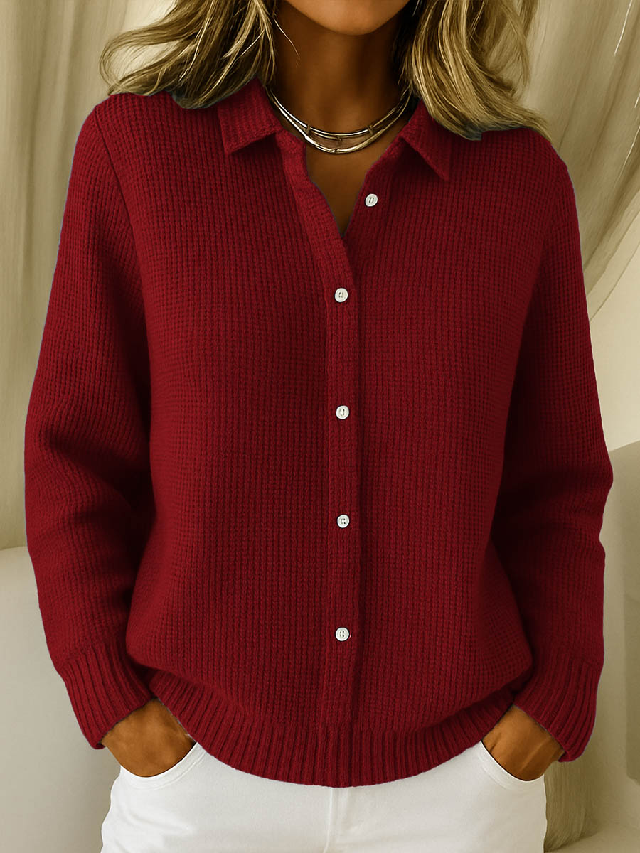 Adrianna | Cozy Waffle Knit Cardigan with Buttons