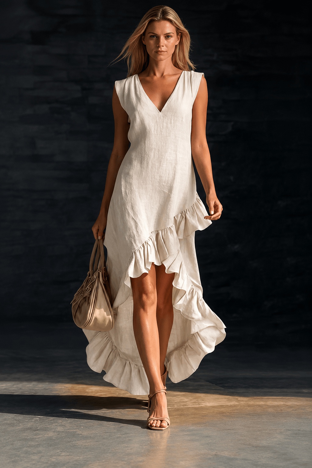 Chloe | Classy Airy Sleeveless Ruffle Maxi Dress