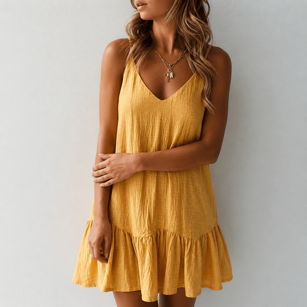 Savannah | Effortlessly Elegant Linen Ruffle Mini Dress
