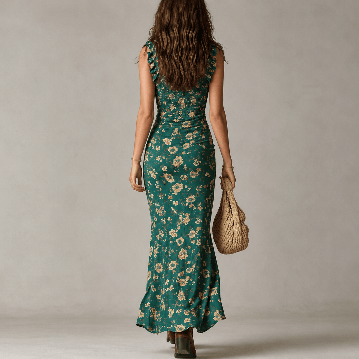 Katie | Flowy Floral Slit Maxi Dress for Summer Time