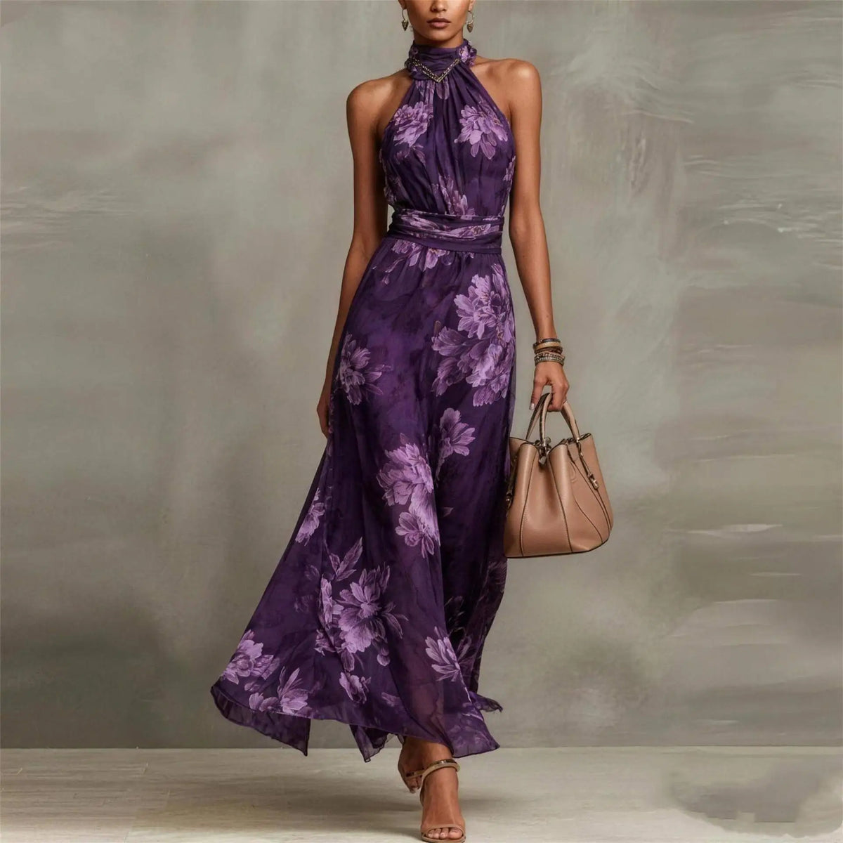 Nat | Floral Airy Sleeveless Maxi Wedding Guest Dress