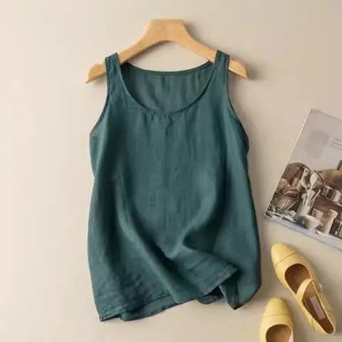 Grace | Relaxed Breatheable Cotton-Linen Cami Tank Top with Wide Straps