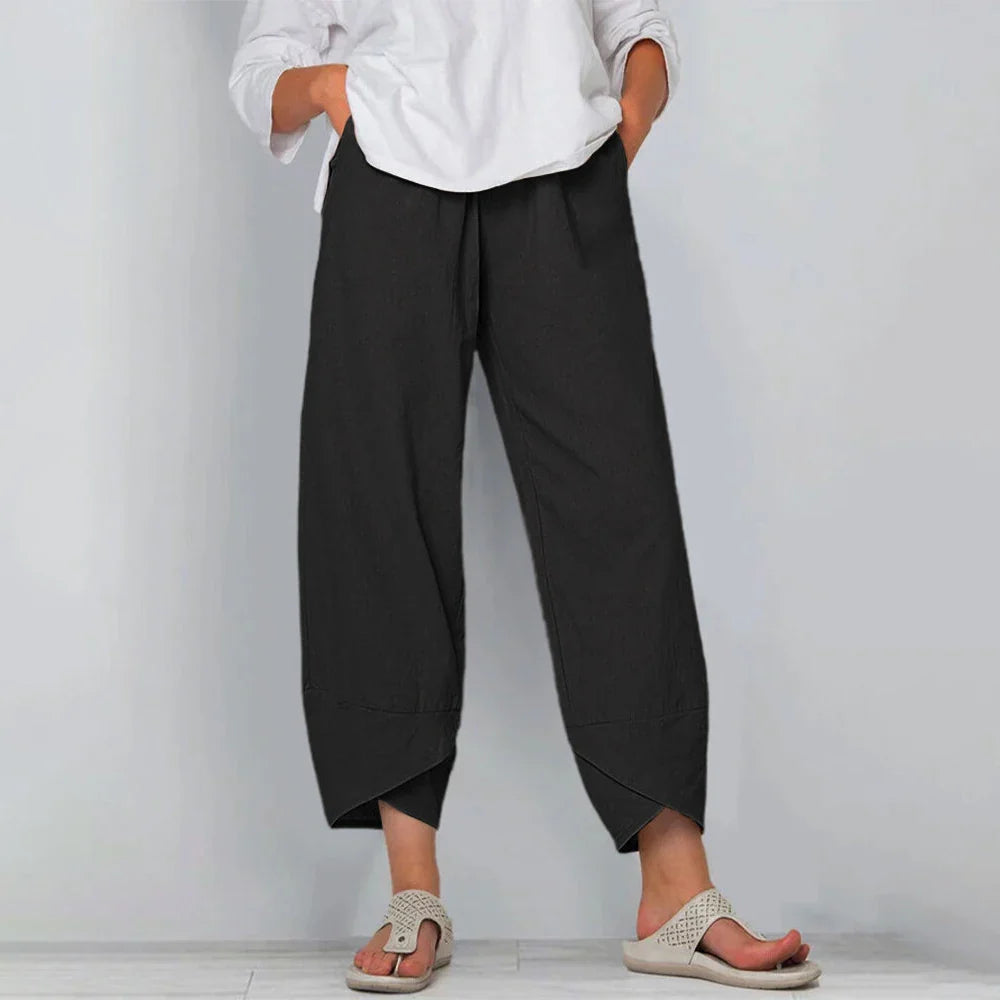 Georgina | Relaxed High Waist Harem Pants with Cropped Barrel Leg