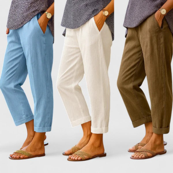 Lureen | Elegant Comfortable Straight Leg Cotton-Linen Pants