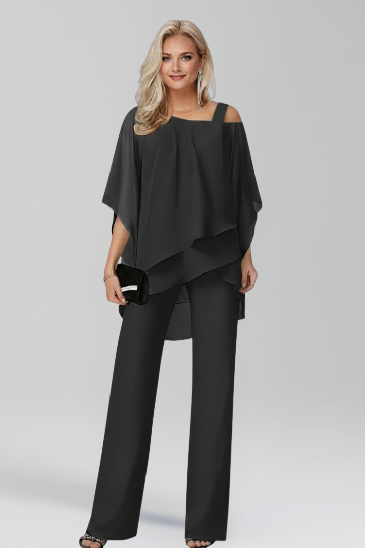 Dakota | Elegant Off Shoulder Jumpsuit with Wide-Leg Pants