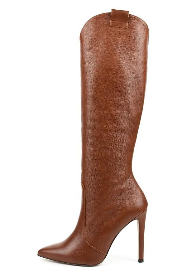 Camilla | Elegant Knee High Stiletto Boots with Heels and Pointed Toe