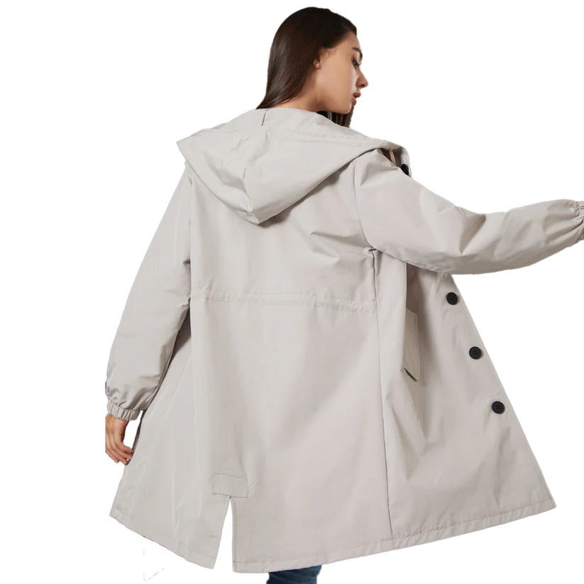 Sable | Minimal Button Front Rain Coat