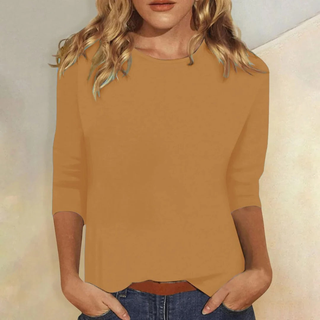 Mar | Comfy Classic Crew Neck Everyday Top with Sleeves