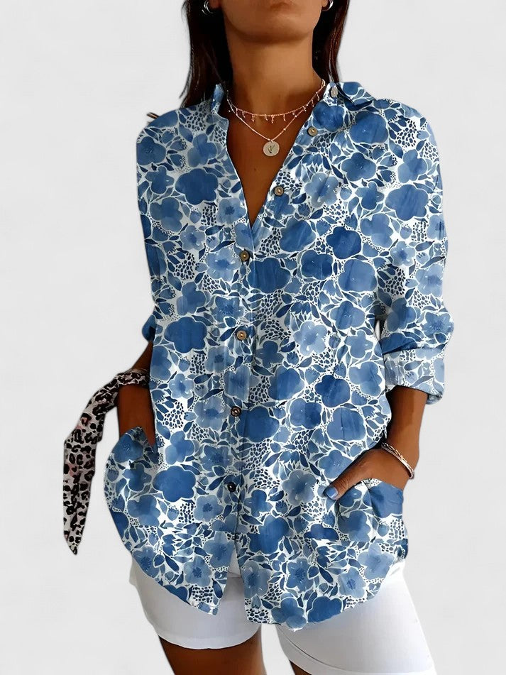 Daniela | Airy Sleeved Floral Blouse with Buttons