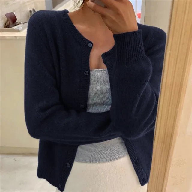 Emma | Women's Cozy Cropped Button Cardigan with Cashmere Feel