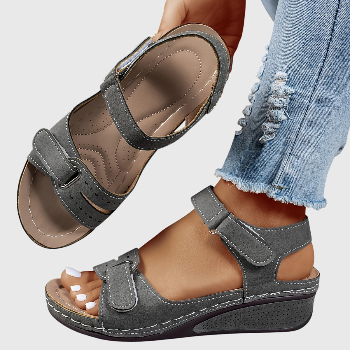 Crystal | Elegant Comfort Wedge Heel Sandals with Adjustable Buckle