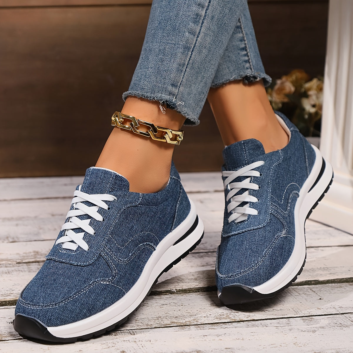Blaire | Comfy Denim-Look Sneakers with Wide Toe Box and Arch Support
