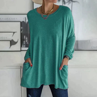Ruby | Relaxed Oversized Long Sleeve Tunic Top with Patch Pockets