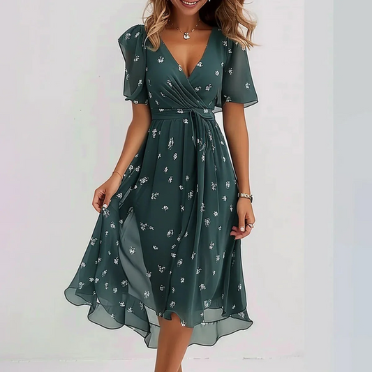 Connie | Breezy Flowing Midi Dress with Half Sleeves