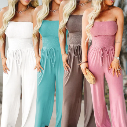 Bella | Off-Shoulder Wide Leg Casual Jumpsuit with Adjustable Waist