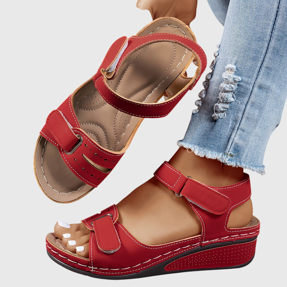 Crystal | Elegant Comfort Wedge Heel Sandals with Adjustable Buckle