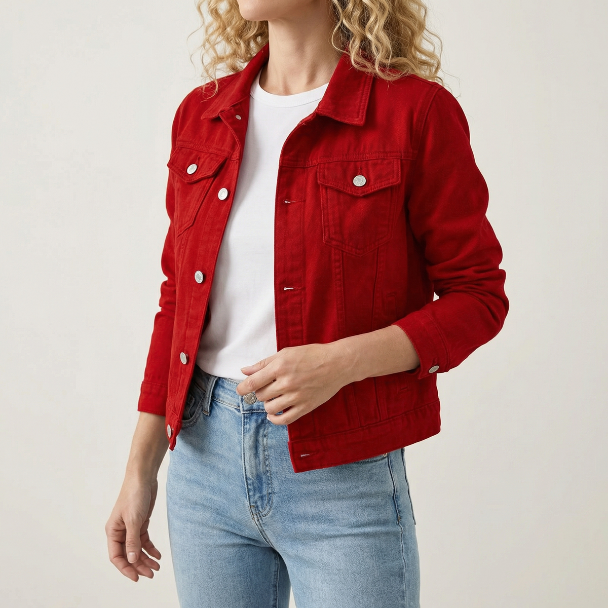 Ramela | Classic Slim Fit Denim Jacket with Sleeves and Pockets