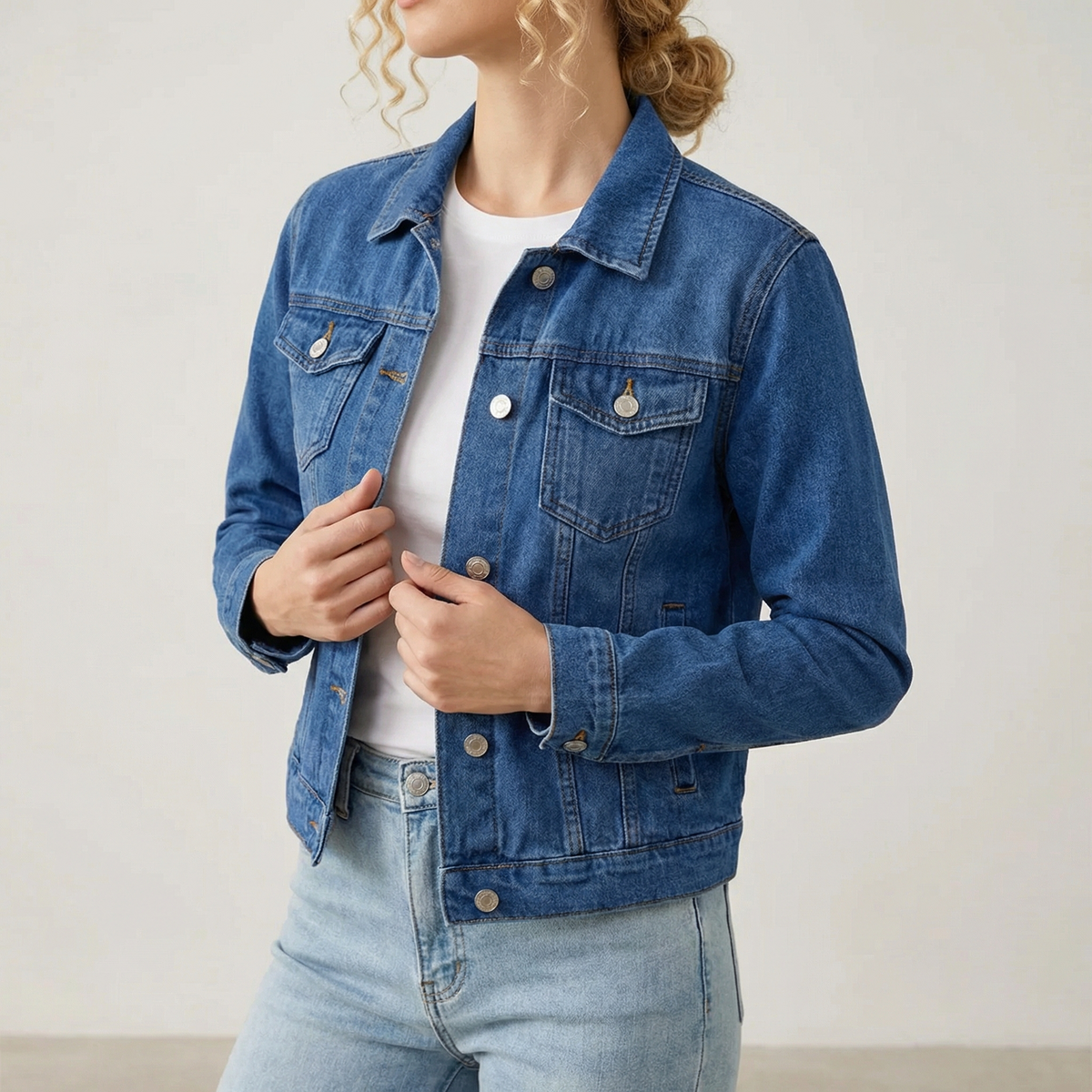 Ramela | Classic Slim Fit Denim Jacket with Sleeves and Pockets
