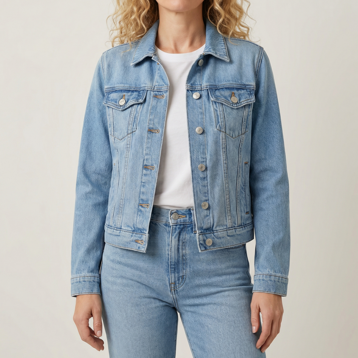 Ramela | Classic Slim Fit Denim Jacket with Sleeves and Pockets