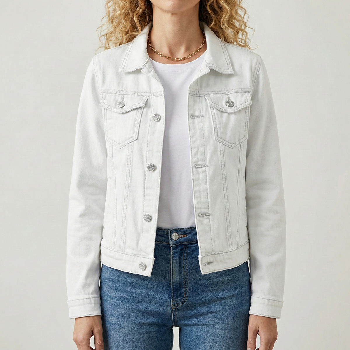 Ramela | Classic Slim Fit Denim Jacket with Sleeves and Pockets