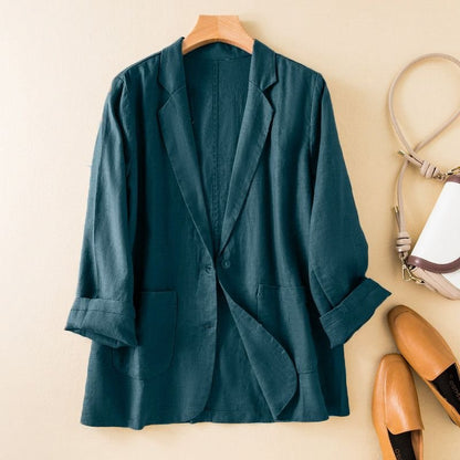 Vivienne | Comfortable Cotton-Linen Blazer with Collar and Buttons