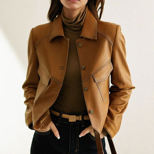 Gianna | Classic Stylish Faux Leather Jacket with Slim Waistline and Matte Finish