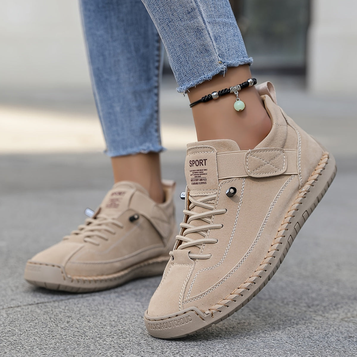 Amara | Comfortable Slip-On Sneakers with Velcro Strap and Cushioned Sole