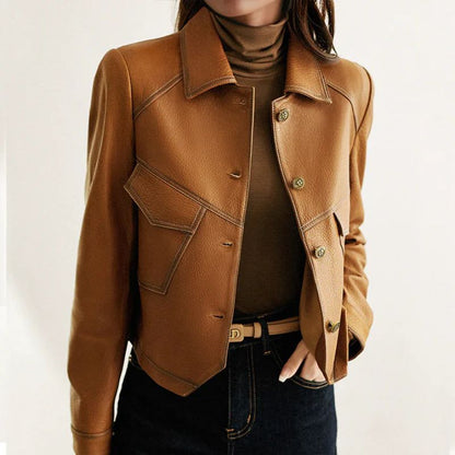 Gianna | Classic Stylish Faux Leather Jacket with Slim Waistline and Matte Finish