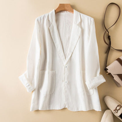 Vivienne | Comfortable Cotton-Linen Blazer with Collar and Buttons