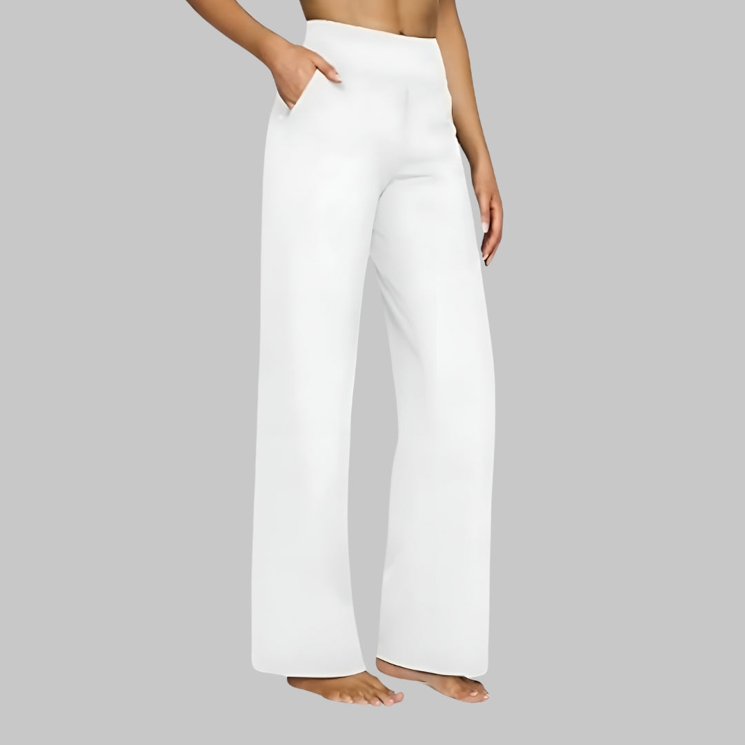 Livvy | Elegant High Waist Stretch Work and Office Pants with Pull-On Design