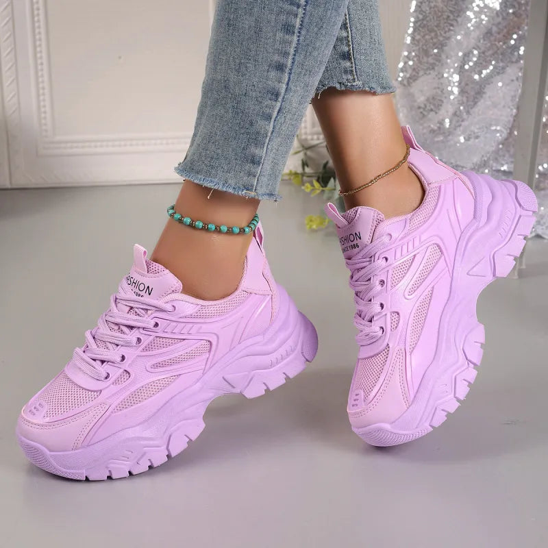 Wren | Bold Chunky Platform Sneakers with Mesh Panels