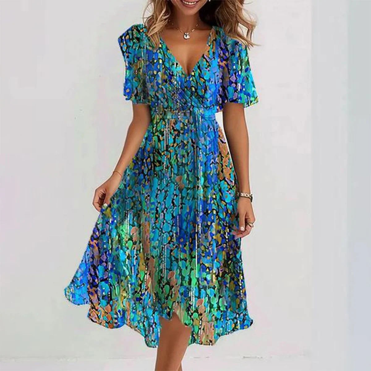 Connie | Breezy Flowing Midi Dress with Half Sleeves