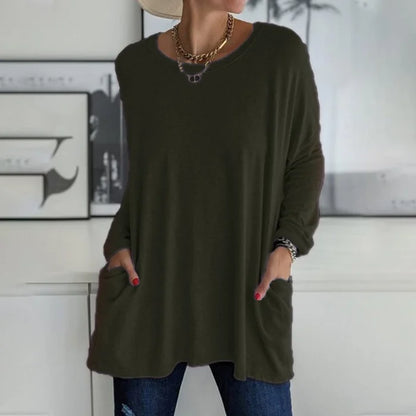 Ruby | Relaxed Oversized Long Sleeve Tunic Top with Patch Pockets
