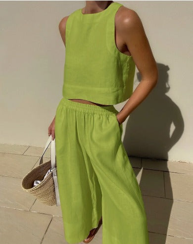 Sienna | Relaxed Two Piece Set with Wide Leg Pants and Matching Top