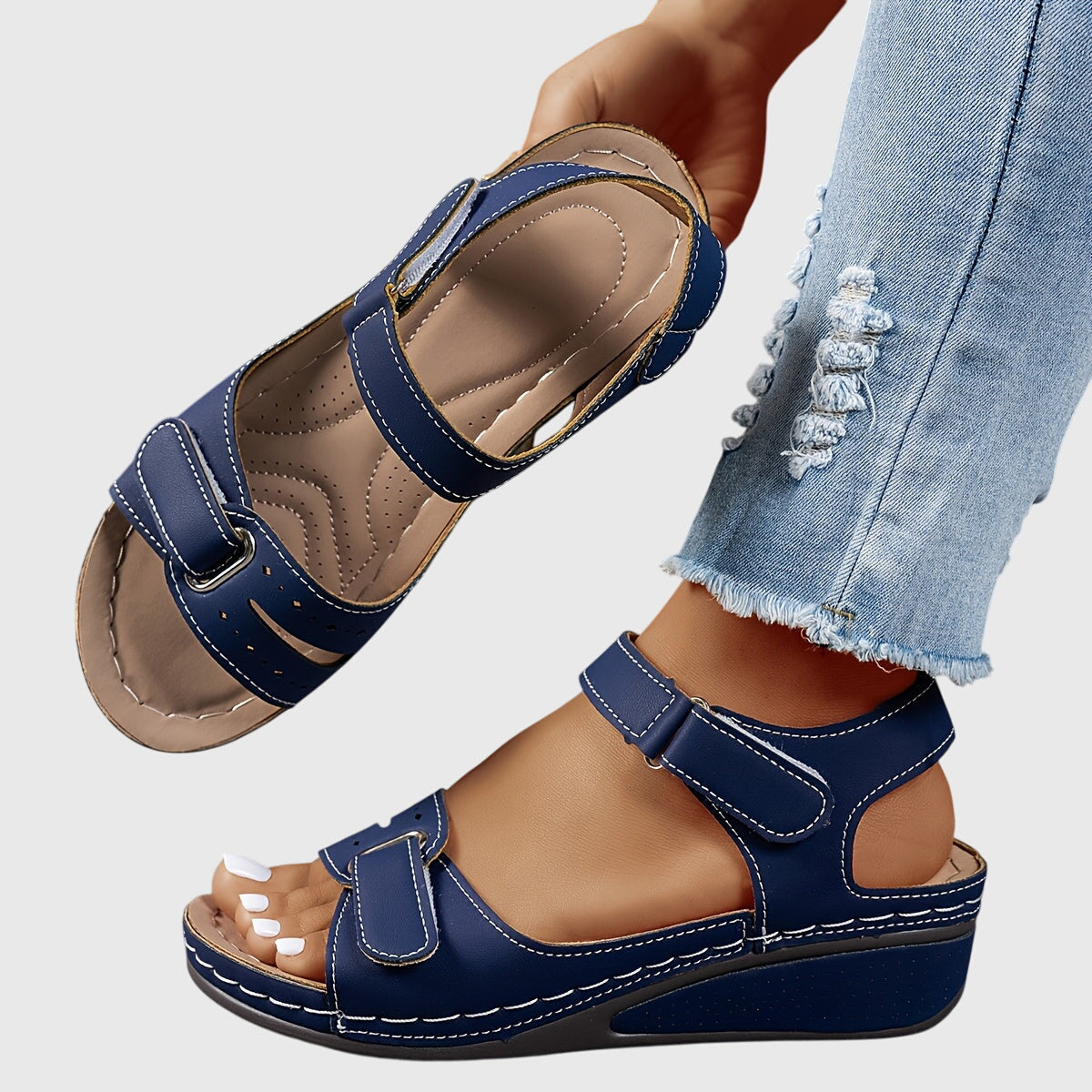 Crystal | Elegant Comfort Wedge Heel Sandals with Adjustable Buckle