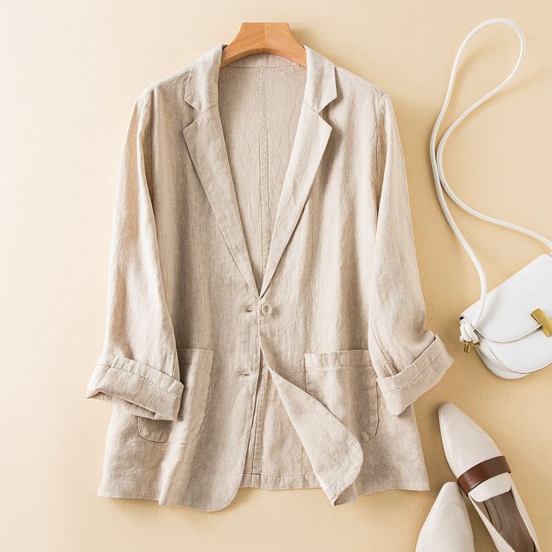 Vivienne | Comfortable Cotton-Linen Blazer with Collar and Buttons