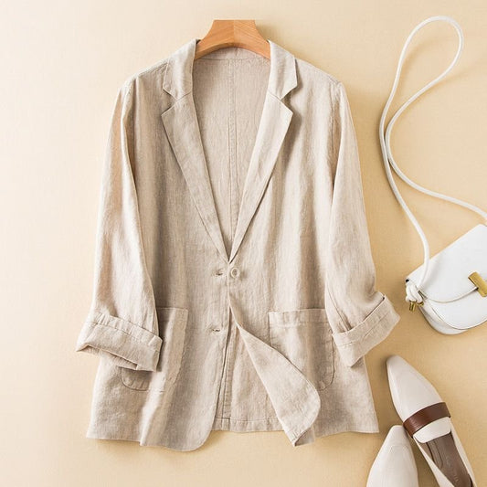 Vivienne | Comfortable Cotton-Linen Blazer with Collar and Buttons