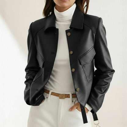 Gianna | Classic Stylish Faux Leather Jacket with Slim Waistline and Matte Finish
