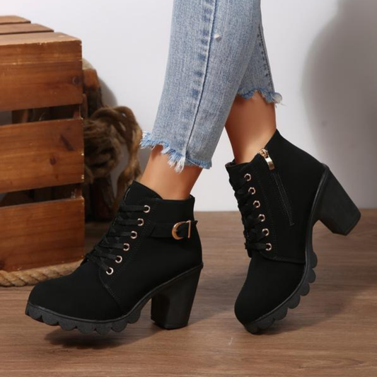 Demi | Comfortable Lace-Up Chunky Heel Ankle Boots