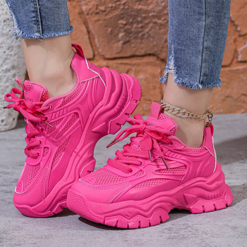 Wren | Bold Chunky Platform Sneakers with Mesh Panels