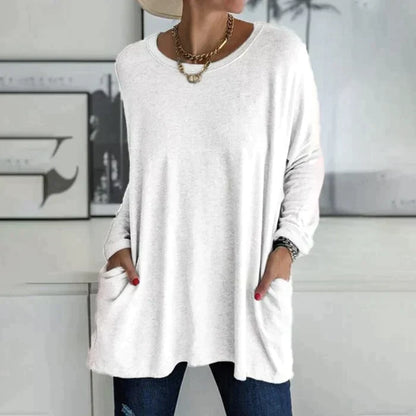 Ruby | Relaxed Oversized Long Sleeve Tunic Top with Patch Pockets