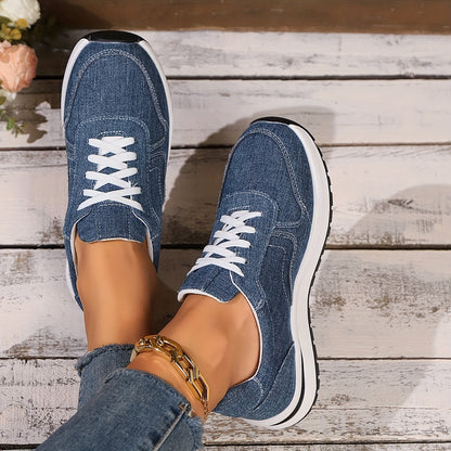 Blaire | Comfy Denim-Look Sneakers with Wide Toe Box and Arch Support