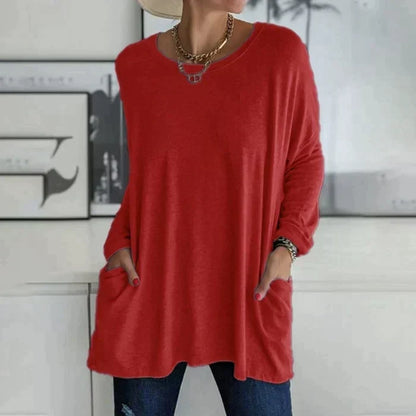 Ruby | Relaxed Oversized Long Sleeve Tunic Top with Patch Pockets