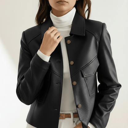 Gianna | Classic Stylish Faux Leather Jacket with Slim Waistline and Matte Finish