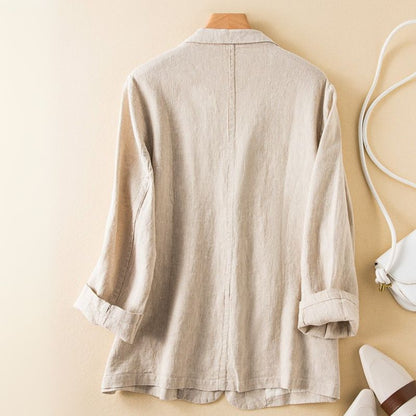 Vivienne | Comfortable Cotton-Linen Blazer with Collar and Buttons