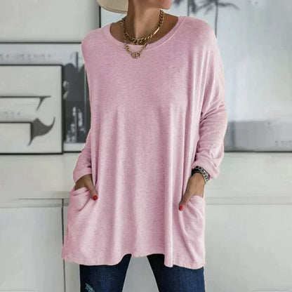 Ruby | Relaxed Oversized Long Sleeve Tunic Top with Patch Pockets