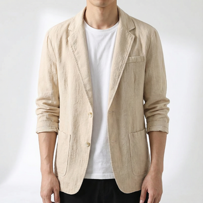 Milan | Comfy Relaxed Linen Blend Jacket Blazer with Lapels and Pockets