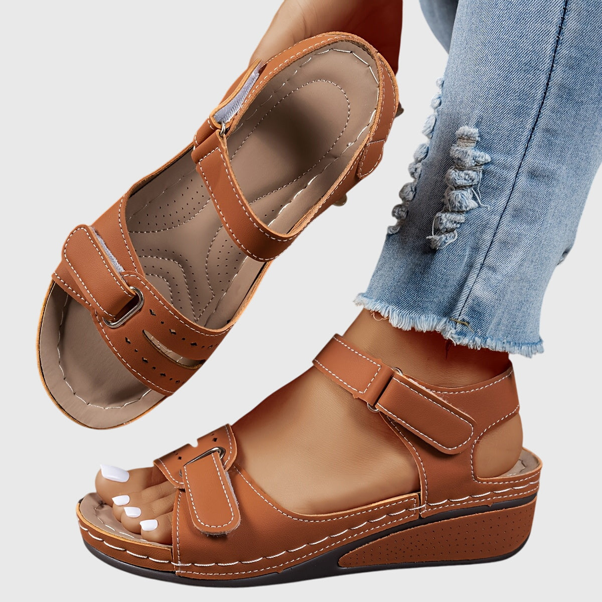 Crystal | Elegant Comfort Wedge Heel Sandals with Adjustable Buckle