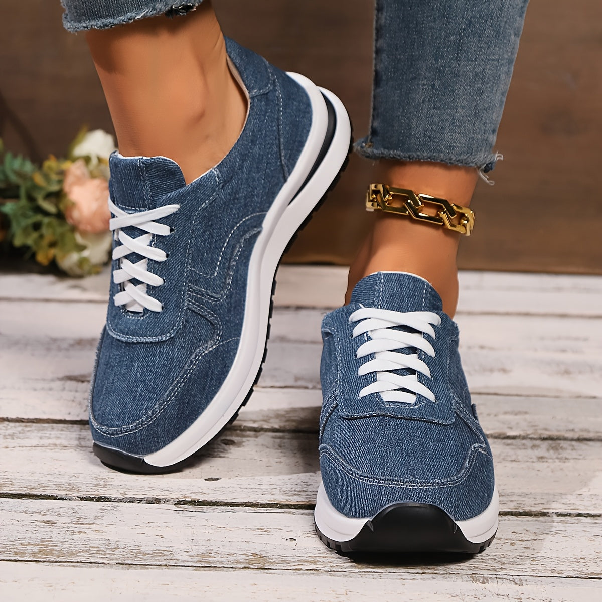 Blaire | Comfy Denim-Look Sneakers with Wide Toe Box and Arch Support