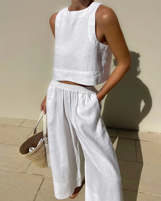 Sienna | Relaxed Two Piece Set with Wide Leg Pants and Matching Top